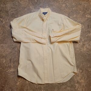 Ralph Lauren Blake Shirt Mens Large L Yellow Long Sleeve Button Down Flesh Pony